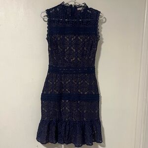 Chelsea28 Navy Lace Mini Dress